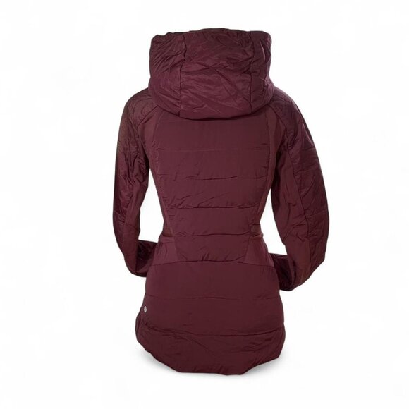 Lululemon Down For It All Jacket XS Burgundy Merlot Hooded Lightweight Warm - Picture 2 of 8